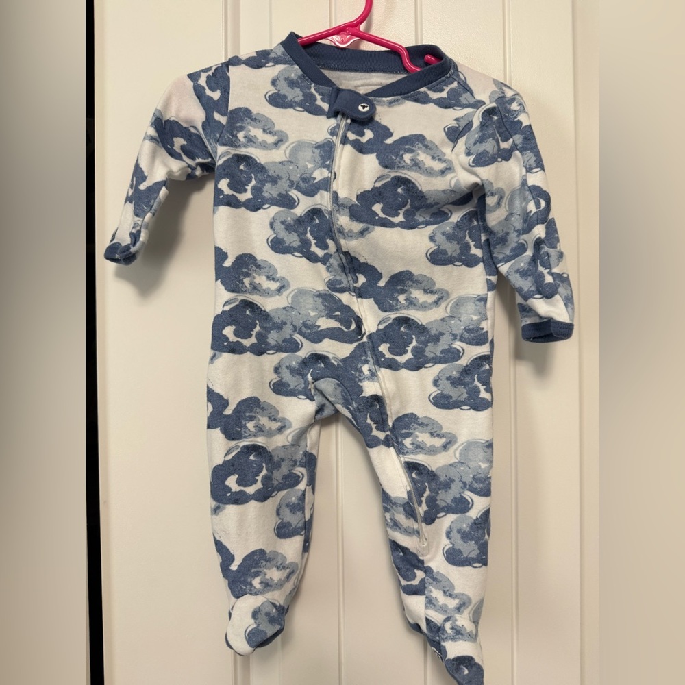 Burt's Bees Blue Cloud Print Footie One-Piece